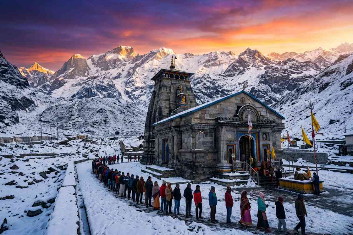 Kedarnath Jyotirlinga 12 Jyotirlinga in India – highest 3583 metres Himalayan snow dawn Garhwal Uttarakhand