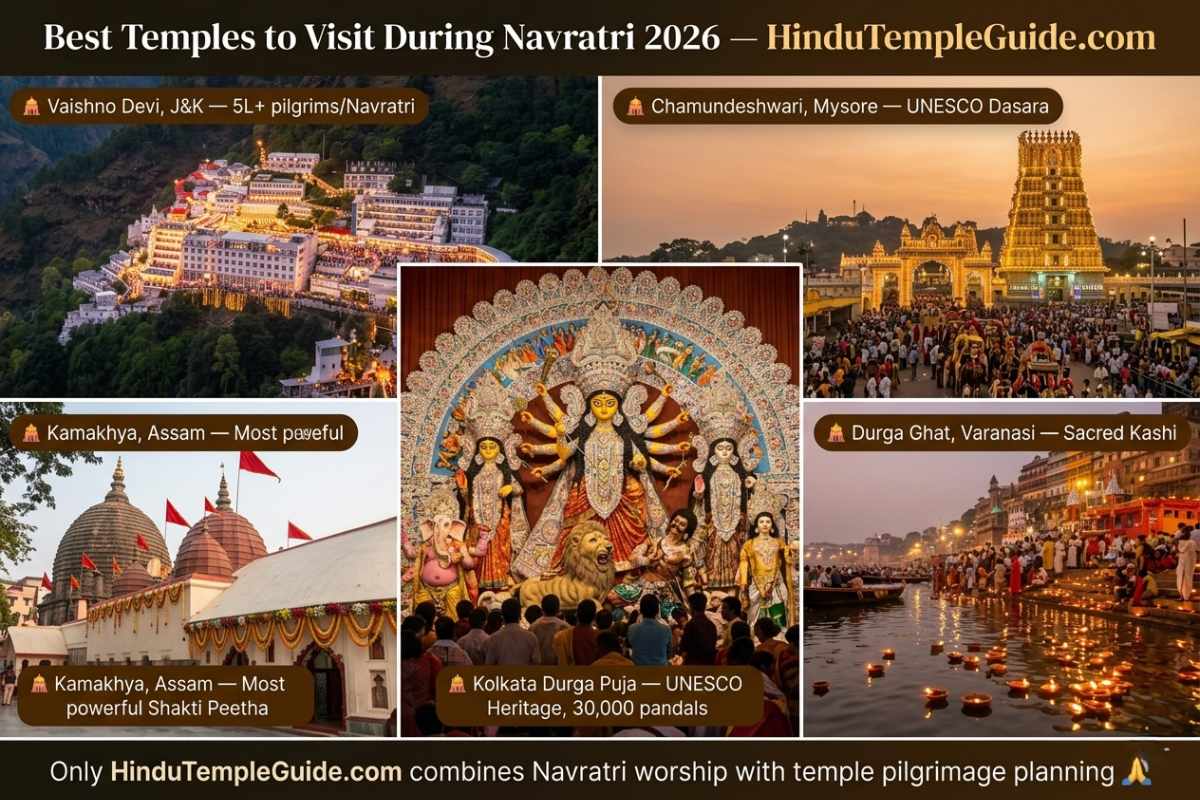 Navratri 2026 best temples to visit – Vaishno Devi 5 lakh pilgrims Chamundeshwari Mysore Dasara Kolkata Durga Puja UNESCO Kamakhya Varanasi
