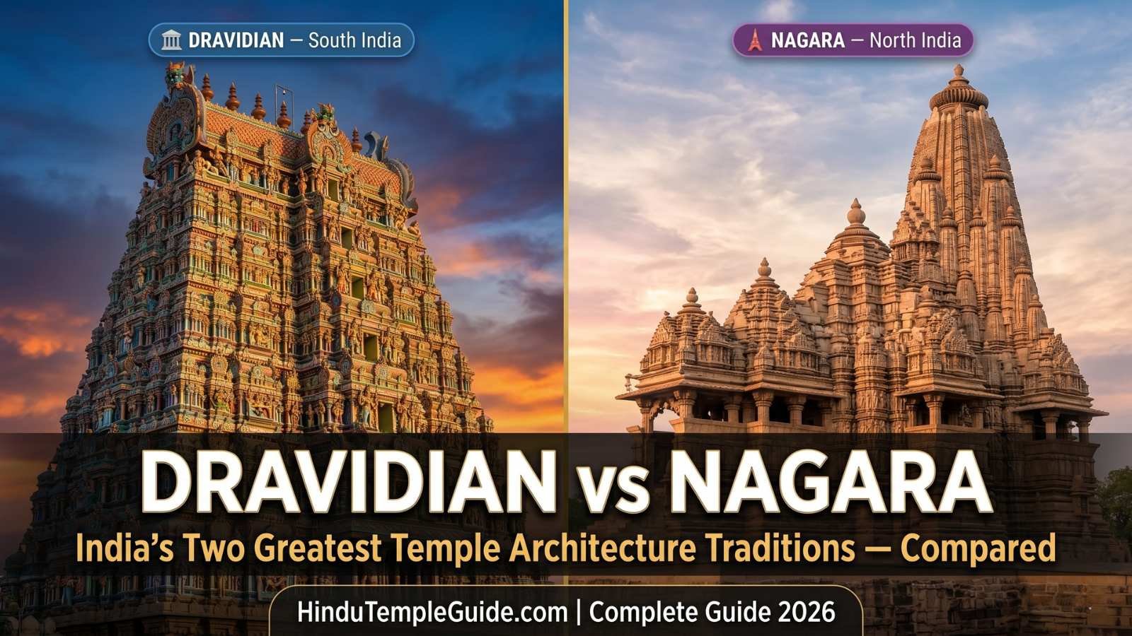 Dravidian vs Nagara Temple Architecture – Complete Comparison Guide with Examples 2026