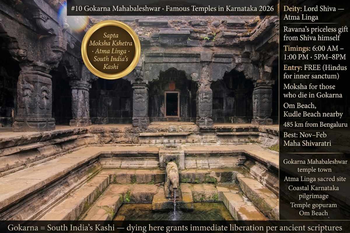 Gokarna Mahabaleshwar Temple Karnataka 2026 – Atma Linga moksha kshetra South India Kashi free darshan 6AM Uttara Kannada Om Beach