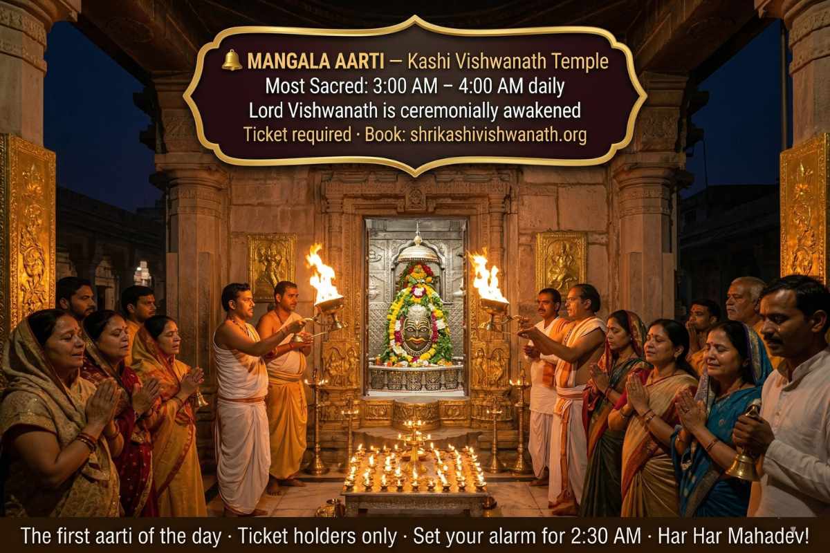 Kashi Vishwanath Temple Mangala Aarti 3AM – most sacred ceremony Lord Vishwanath awakened priests ghee lamps ticket booking shrikashivishwanath.org
