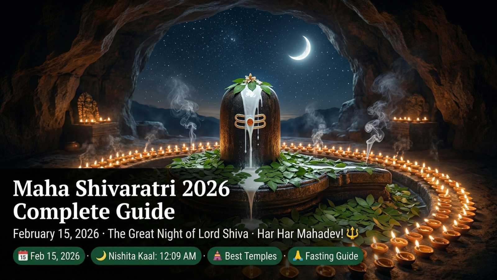 Maha Shivaratri 2026 Complete Guide – Date, Significance, 4 Prahar Timings, Rituals, Fasting Rules & Best Temples to Visit