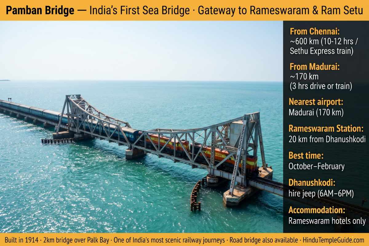 Pamban Bridge Rameswaram gateway Ram Setu how to reach Madurai 170km Chennai 600km Sethu Express train October February best time Dhanushkodi