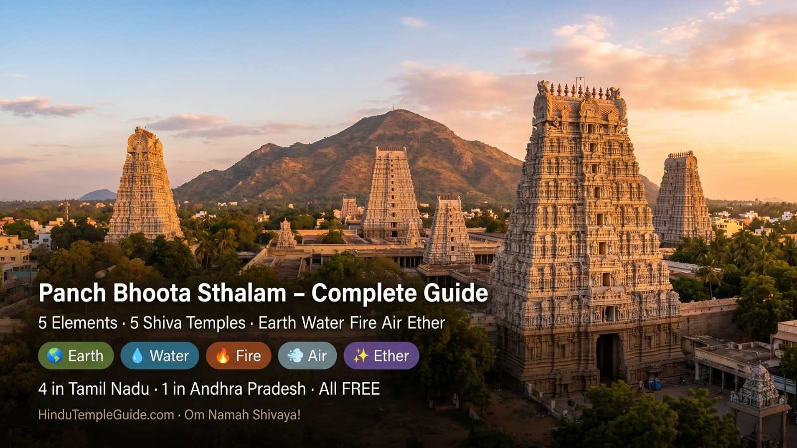 Panch Bhoota Sthalam – Complete Guide to 5 Elements Shiva Temples: Earth, Water, Fire, Air & Ether