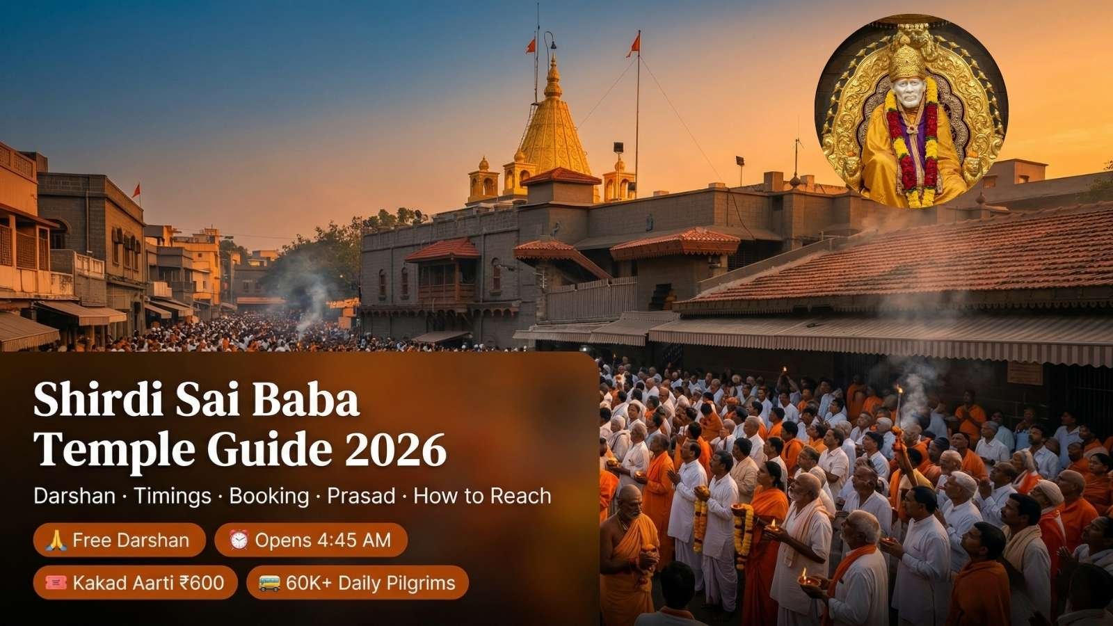 Shirdi Sai Baba Temple Guide 2026 – Darshan Timings, Kakad Aarti, Online Booking, Samadhi Mandir, Prasad & How to Reach from Mumbai, Pune & Nashik