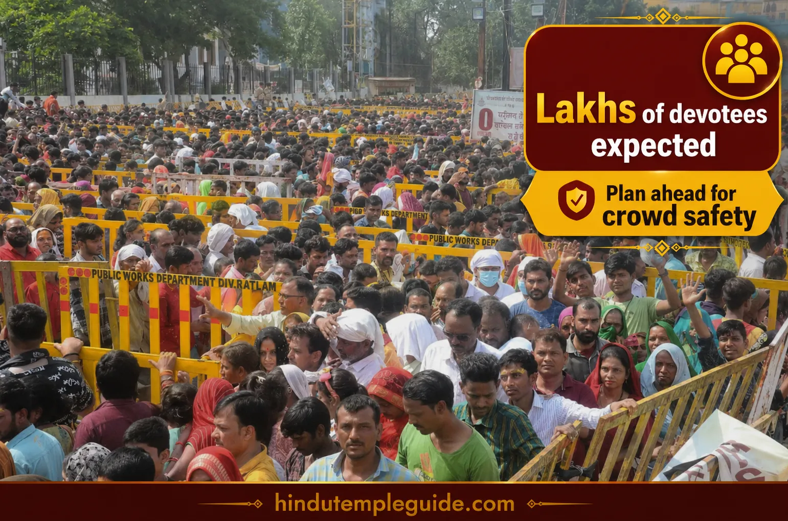 Massive crowd of devotees at Mahakaleshwar Temple complex during Nag Panchami 2026 in Ujjain.